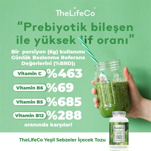TheLifeCo Yeşil Sebzeler İçecek Tozu 180 gr
